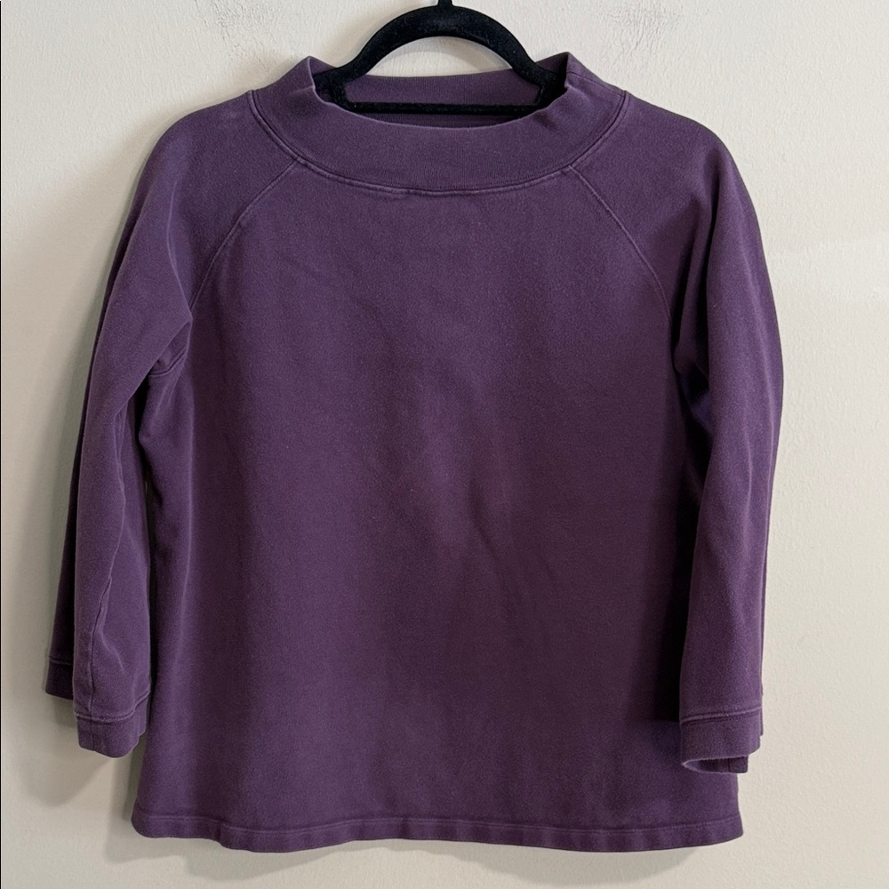 Eileen Fisher boxy 3/4 sleeve sweatshirt top 100% cotton